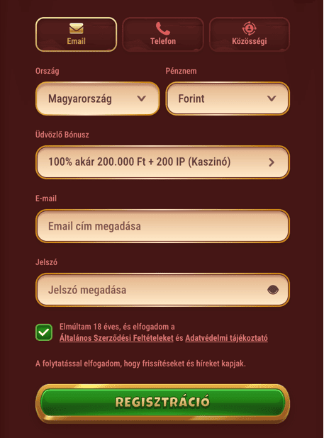 Regisztr&aacute;ci&oacute; Magius casino